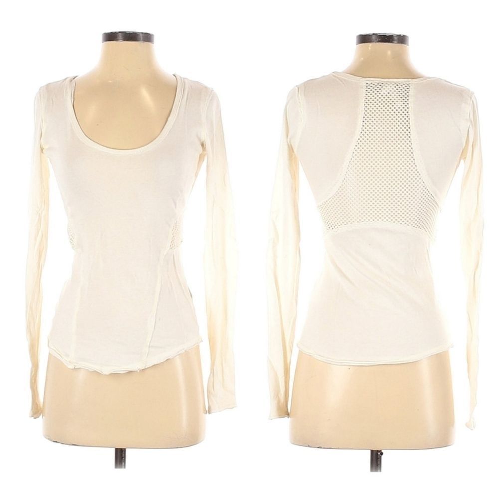 WE THE FREE Cream Mesh Long Sleeve Top XS